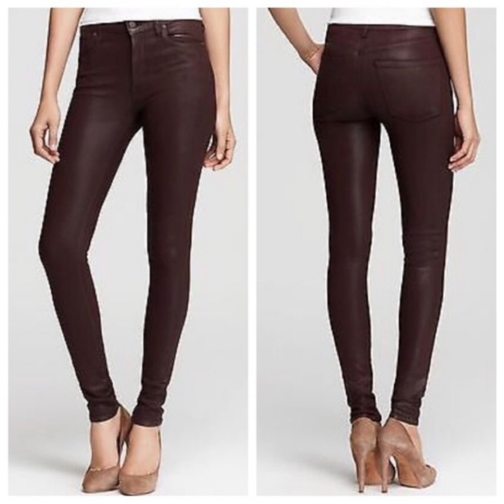 {Citizens of Humanity} Rocket Slick High Rise Skinny Jeans in Burgundy - Size 32